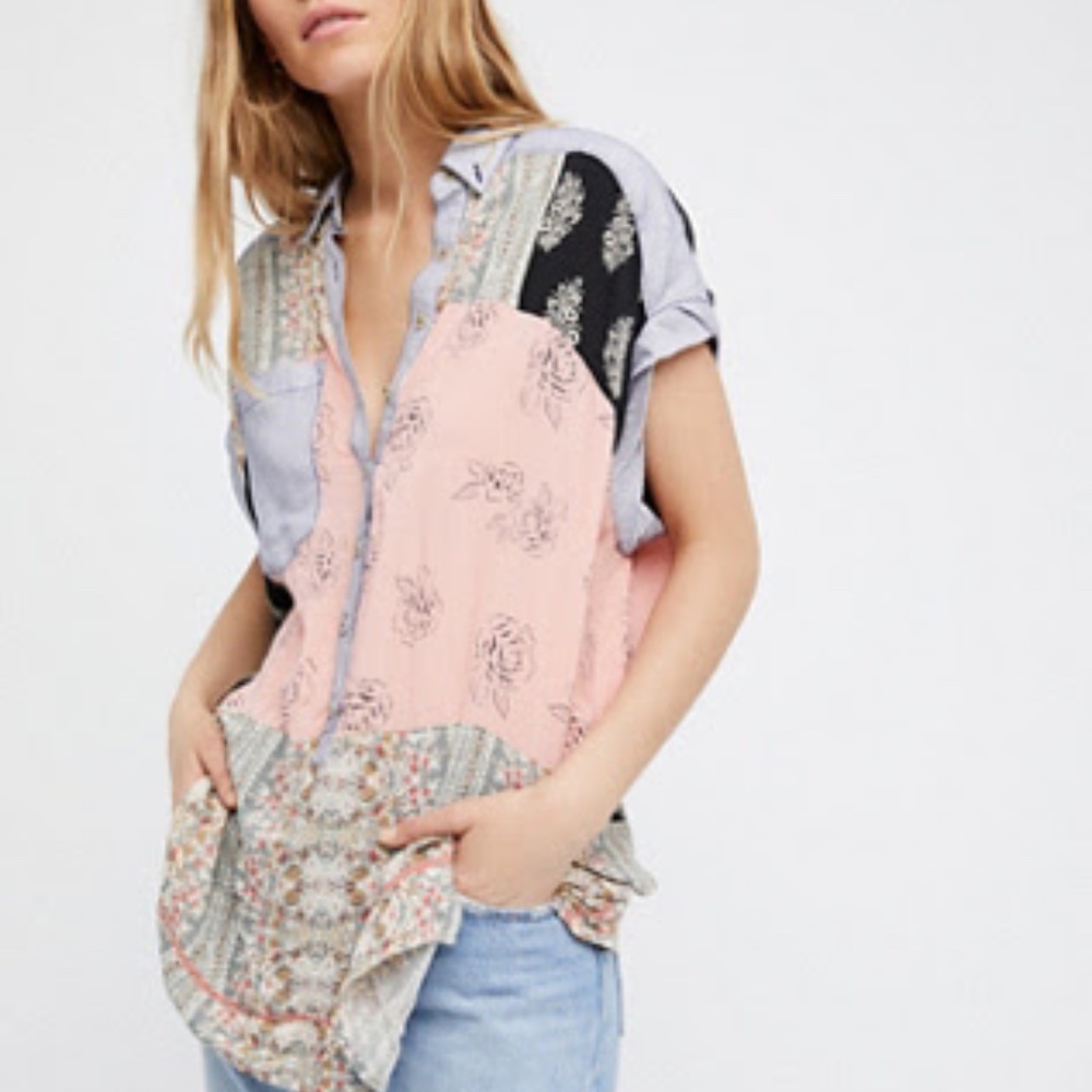 Free People Patchwork Shirt